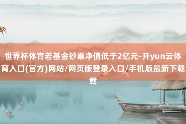 世界杯体育若基金钞票净值低于2亿元-开yun云体育入口(官方)网站/网页版登录入口/手机版最新下载
